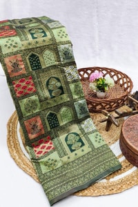 Jharokha Motif Banarasi Soft Silk Saree with Multi-Colour Meenakari Weave in Five Colours  in Surat
