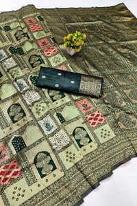 Jharokha Motif Banarasi Soft Silk Saree with Multi-Colour Meenakari Weave in Five Colours  in Surat