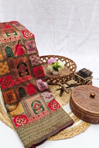 Jharokha Motif Banarasi Soft Silk Saree with Multi-Colour Meenakari Weave in Five Colours  in Surat
