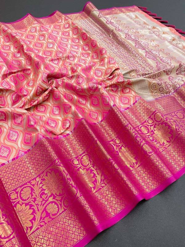 Kanjivaram Silk Saree Intricate Zari Weaving and Luxurious Desing Saree  in Surat