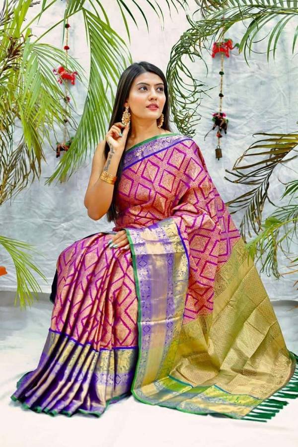 Kanjivaram Soft Saree with Zari Weaving and Golden Brocade Silk Saree  in Surat