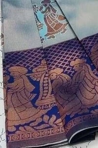 Kanjivaram Style Banarasi Soft Silk Saree with Contrast Figurative Zari Border in Eight Pairings  in Surat