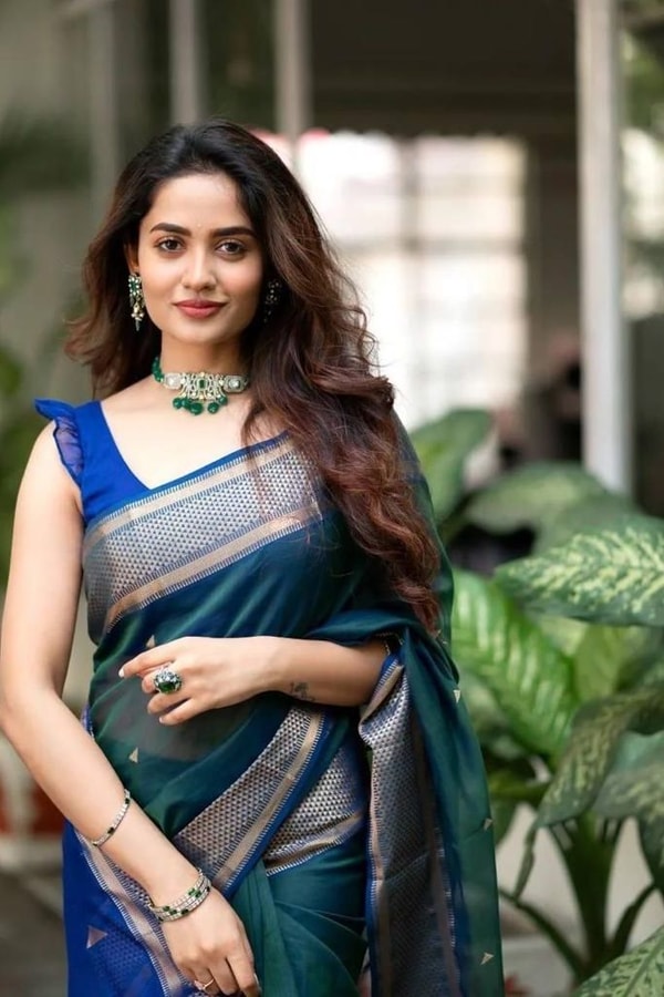 Kanjivaram Style Banarasi Soft Silk Saree with Double Contrast Zari Border and Rich Pallu  in Surat