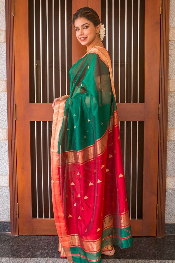 Kanjivaram Style Banarasi Soft Silk Saree with Double Contrast Zari Border and Rich Pallu  in Surat