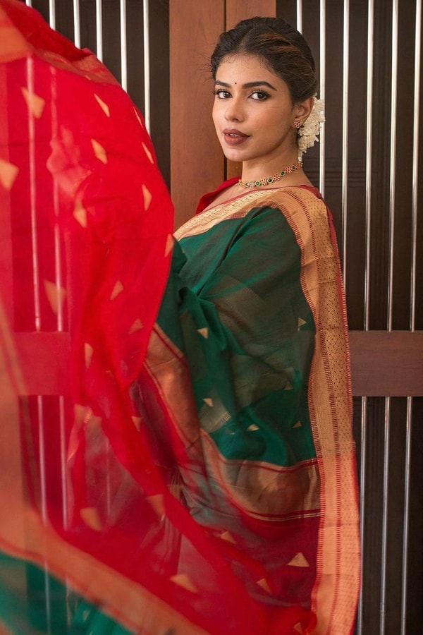 Kanjivaram Style Banarasi Soft Silk Saree with Double Contrast Zari Border and Rich Pallu  in Surat