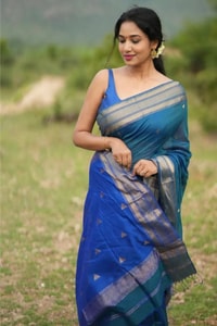 Kanjivaram Style Banarasi Soft Silk Saree with Double Contrast Zari Border and Rich Pallu  in Surat