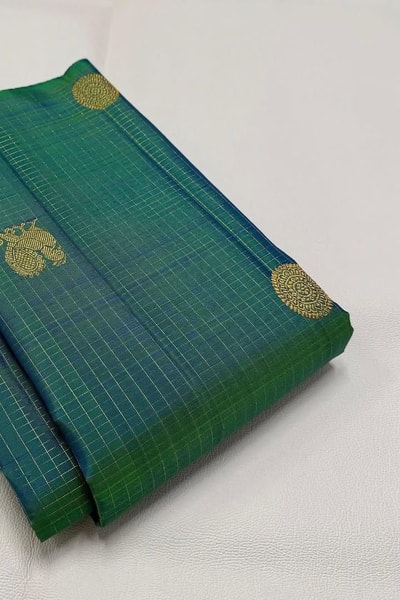 Kanjivaram-Style Banarasi Soft Silk Saree with Gold Zari Coin Buttas in Six Contrast Colourways in Surat