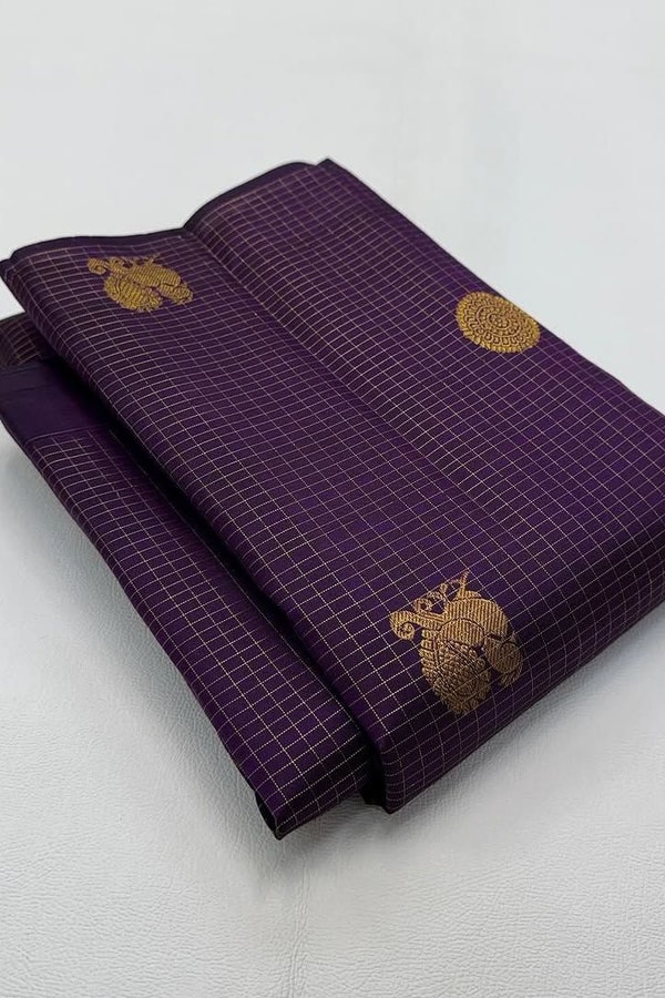 Kanjivaram-Style Banarasi Soft Silk Saree with Gold Zari Coin Buttas in Six Contrast Colourways  in Surat