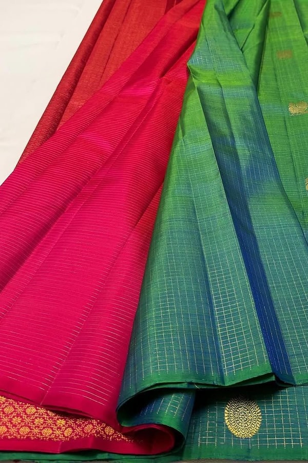 Kanjivaram-Style Banarasi Soft Silk Saree with Gold Zari Coin Buttas in Six Contrast Colourways  in Surat