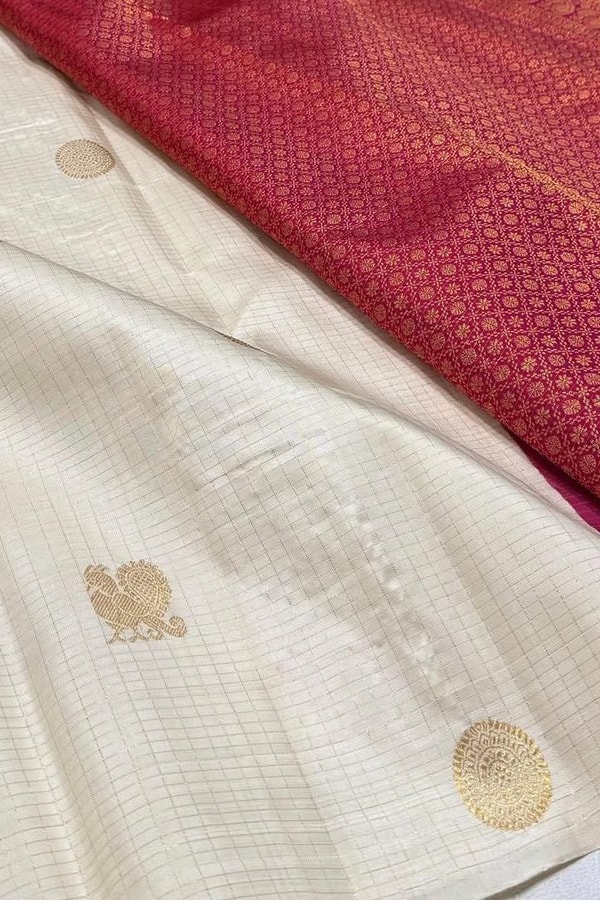 Kanjivaram-Style Banarasi Soft Silk Saree with Gold Zari Coin Buttas in Six Contrast Colourways  in Surat