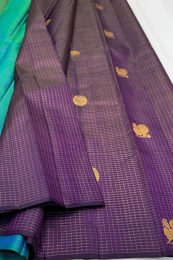Kanjivaram-Style Banarasi Soft Silk Saree with Gold Zari Coin Buttas in Six Contrast Colourways  in Surat
