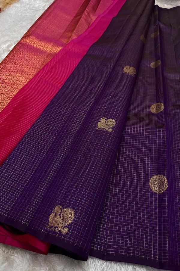 Kanjivaram-Style Banarasi Soft Silk Saree with Gold Zari Coin Buttas in Six Contrast Colourways  in Surat