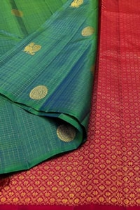 Kanjivaram-Style Banarasi Soft Silk Saree with Gold Zari Coin Buttas in Six Contrast Colourways  in Surat
