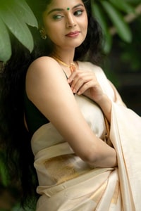 Kasavu-Look Cream Banarasi Soft Silk Saree with Gold Zari Border and Pallu  in Surat