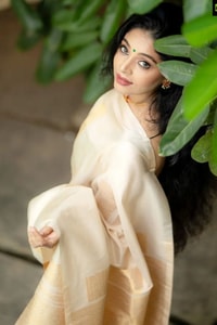 Kasavu-Look Cream Banarasi Soft Silk Saree with Gold Zari Border and Pallu  in Surat