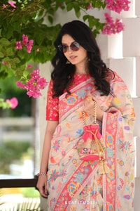 Kashmiri Weave Banarasi Soft Silk Saree with Pure Zari Border in Rich Shades  in Surat