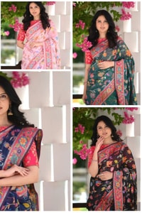 Kashmiri Weave Banarasi Soft Silk Saree with Pure Zari Border in Rich Shades  in Surat