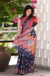 Kashmiri Weave Banarasi Soft Silk Saree with Pure Zari Border in Rich Shades  in Surat