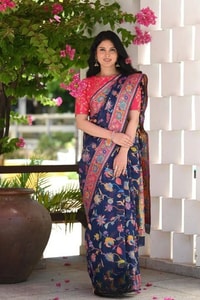 Kashmiri Weave Banarasi Soft Silk Saree with Pure Zari Border in Rich Shades  in Surat