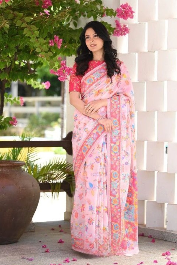 Kashmiri Weave Banarasi Soft Silk Saree with Pure Zari Border in Rich Shades  in Surat