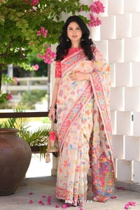 Kashmiri Weave Banarasi Soft Silk Saree with Pure Zari Border in Rich Shades  in Surat