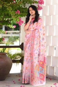 Kashmiri Weave Banarasi Soft Silk Saree with Pure Zari Border in Rich Shades  in Surat