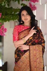 Kashmiri Weaving Banarasi Soft Silk Saree with Heavy Zari Pallu in Deep Shades  in Surat