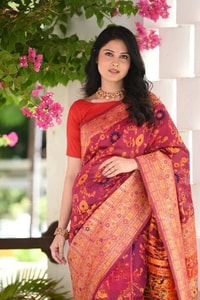 Kashmiri Weaving Banarasi Soft Silk Saree with Heavy Zari Pallu in Deep Shades  in Surat