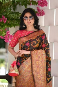 Kashmiri Weaving Banarasi Soft Silk Saree with Heavy Zari Pallu in Deep Shades  in Surat