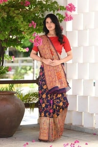 Kashmiri Weaving Banarasi Soft Silk Saree with Heavy Zari Pallu in Deep Shades  in Surat