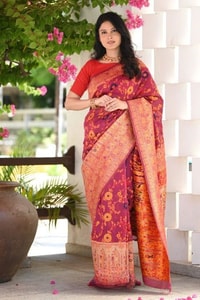 Kashmiri Weaving Banarasi Soft Silk Saree with Heavy Zari Pallu in Deep Shades  in Surat