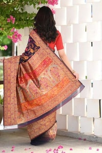 Kashmiri Weaving Banarasi Soft Silk Saree with Heavy Zari Pallu in Deep Shades  in Surat