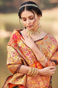 Kashmiri Weaving Banarasi Soft Silk Saree with Heavy Zari Pallu in Deep Shades  in Surat