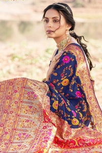 Kashmiri Weaving Banarasi Soft Silk Saree with Heavy Zari Pallu in Deep Shades  in Surat