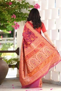 Kashmiri Weaving Banarasi Soft Silk Saree with Heavy Zari Pallu in Deep Shades  in Surat