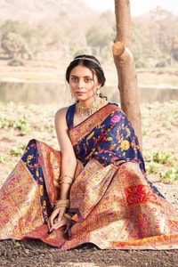 Kashmiri Weaving Banarasi Soft Silk Saree with Heavy Zari Pallu in Deep Shades  in Surat