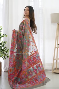 Kashmiri Weaving Banarasi Soft Silk Saree with Multi-Colour Thread and Pure Zari Work  in Surat