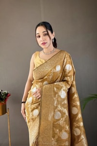 Large Floral Butta Banarasi Soft Silk Saree with Gold and Silver Zari in Seven Colours  in Surat