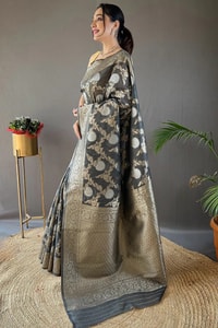 Large Floral Butta Banarasi Soft Silk Saree with Gold and Silver Zari in Seven Colours  in Surat