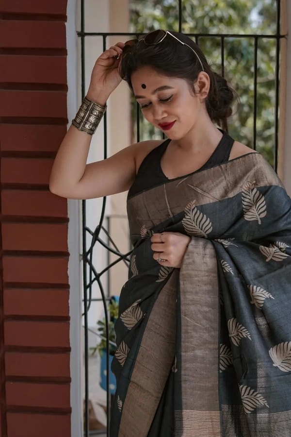Large Zari Coin Butta Saree with Woven Zari Border in Six Rich Shades from Rust to Mustard  in Surat