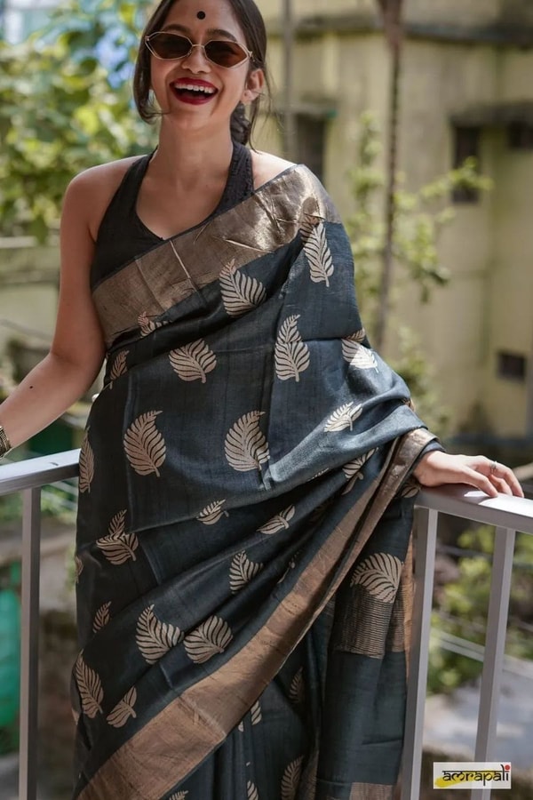Large Zari Coin Butta Saree with Woven Zari Border in Six Rich Shades from Rust to Mustard  in Surat