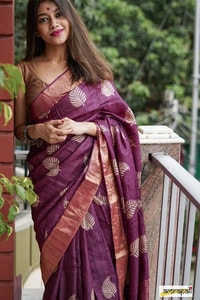 Large Zari Coin Butta Saree with Woven Zari Border in Six Rich Shades from Rust to Mustard  in Surat