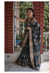 Large Zari Coin Butta Saree with Woven Zari Border in Six Rich Shades from Rust to Mustard  in Surat