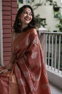 Large Zari Coin Butta Saree with Woven Zari Border in Six Rich Shades from Rust to Mustard  in Surat