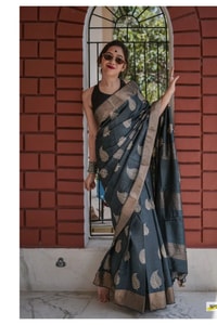 Large Zari Coin Butta Saree with Woven Zari Border in Six Rich Shades from Rust to Mustard  in Surat