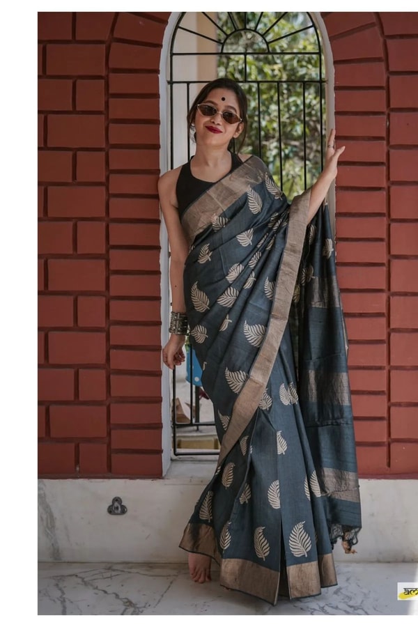 Large Zari Coin Butta Saree with Woven Zari Border in Six Rich Shades from Rust to Mustard  in Surat
