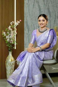 Lavender Banarasi Soft Silk Saree with All-Over Silver Zari Weave and Shimmering Pallu  in Surat