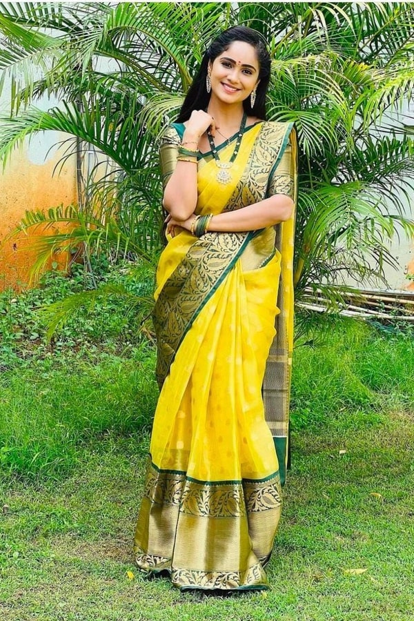Lemon Yellow Banarasi Soft Silk Saree with Contrast Bottle Green Zari Border and Pallu  in Surat