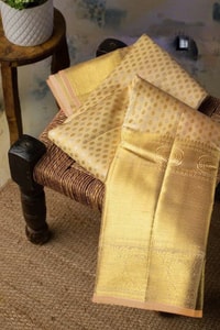 Lemon Yellow Banarasi Soft Silk Saree with Silver Zari Butis and Woven Pallu  in Surat