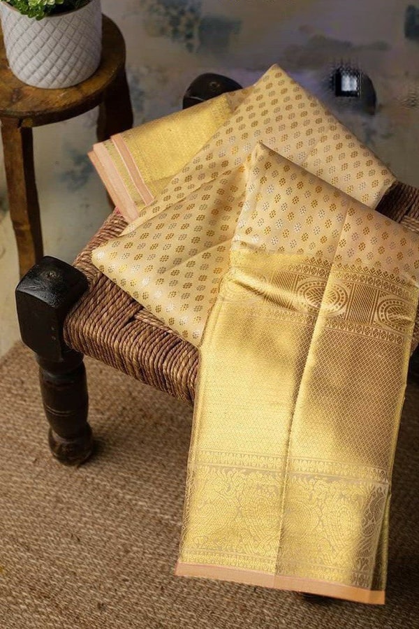 Lemon Yellow Banarasi Soft Silk Saree with Silver Zari Butis and Woven Pallu  in Surat